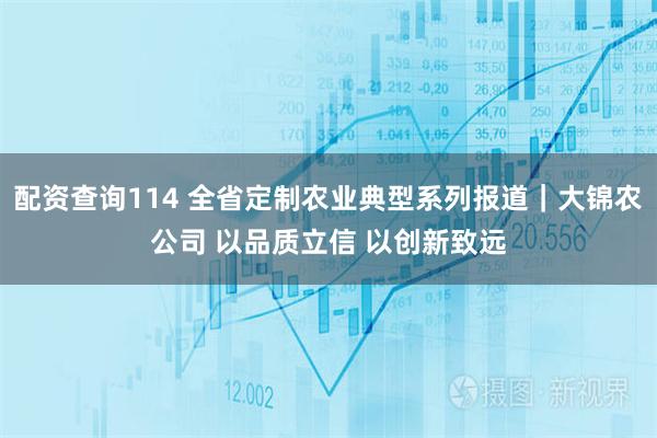 配资查询114 全省定制农业典型系列报道｜大锦农公司 以品质立信 以创新致远